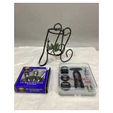 Assorted Wine Bottle Tools & Stand
