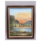 Teepee Oil on Canvas Painting by M. Rutherford ï¿½89