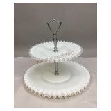 Vintage Fenton Silver Crest 2-Tiered Serving Tray