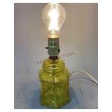 Signed Hand Painted Yellow Glass Lamp Base
