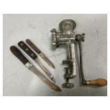 Griswold Food Chopper and Vintage Knives