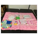 Pink Handmade Baby Quilt and Burp Cloth