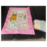 Hand Made Appliquï¿½ Baby Quilt and Burp Cloth