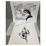 Two Ink Drawings of Dogs by Ginger Dunlap