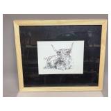 Framed Ink Print -Drawing of A Cow