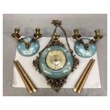 Vintage French-Style Ceramic Clock & Sconces