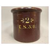 E. S. & B. No. 2 Stoneware Crock