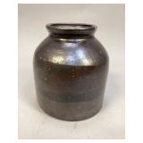 Vintage Brown & Black Stoneware Crock