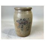 Cobalt Stenciled Stoneware Crock