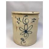 Salt-Glazed Cobalt Blue Floral Design Crock