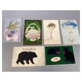 Six Unique Handmade Postcards