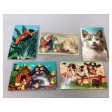 Five Vintage Squeaking Novelty Postcards