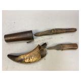 Sharpening Stone Holders- One Copper & One Horn