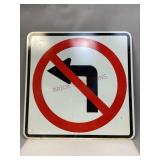 Metal  - No Left Turn- Sign