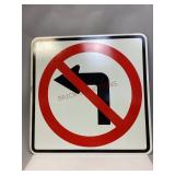 Metal - No Left Turn - Sign