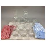 Two Aprons & Assorted Princess House Glassware