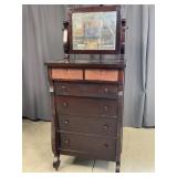 Mahogany Chest of Drawers with Mirror