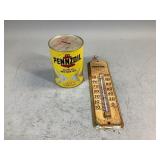 Pennzoil Oil Can and Thermometer