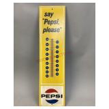Vintage 1967 Metal Pepsi Thermometer