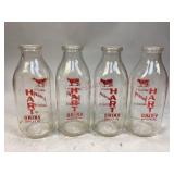Four Vintage Hart Dairy Glass Milk Bottles