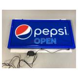 Plastic Lighted "Open" Pepsi Sign