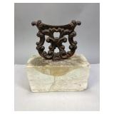 Cast Iron Boot Scraper with Marble Block Base