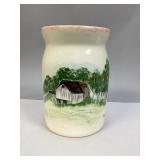 Hand-Painted Amish Folk Art Ceramic Crock