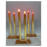 Christmas Candelabras on Wooden Base