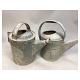 Two Vintage Galvanized Watering Cans