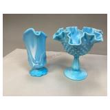 Vintage possibly Fenton Art Glass Compote & Vase
