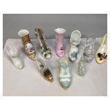 Assorted Glass & Porcelain Decorative Shoes