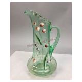 Antique Hand-Blown Green Uranium Glass Pitcher