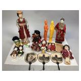 Assorted Vintage Oriental Dolls, Fans & Candles