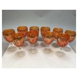 "Octagon" Imperial Carnival Glass Water Goblets
