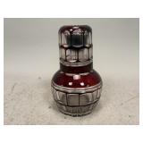 Bohemian Ruby Cut to Clear Bedside Carafe