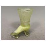 Vaseline Glass Roller Skate Toothpick Holder