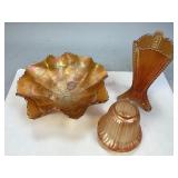 Assorted Marigold Carnival Glass Collectibles