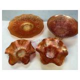 Assorted Marigold Carnival Glass Collectibles