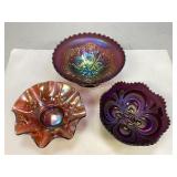 Assorted Iridescent Carnival Glass Collectibles