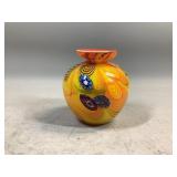 Swirled Art Glass Squat Vase