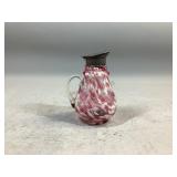Pink And White Cased Slag Syrup Pitcher