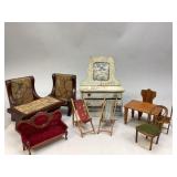 Assorted Vintage Dollhouse Furniture