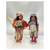 Two Tinted Bisque-Head Native American Dolls