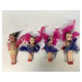 Vintage Celluloid & Feather Carnival Dolls