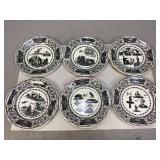 Six Vintage Gien Francï¿½ Earthenware Dessert Plates