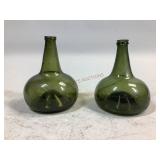 Hand blown Green Glass Onion Bottle