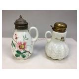 Antique Milk Glass Syrup Pitchers/Dispensers