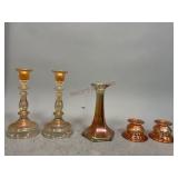 Lusterware Candlestick Holders