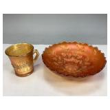 Fenton Marigold Carnival Glass Mug & Bowl