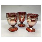Three Vintage Marigold Carnival Glass Goblets